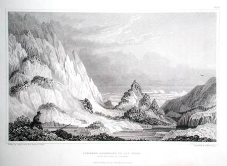 Iceberg adhering to icy reef, with the view to seaward, from 'Narrative of a Journey to the Shores o od George Back