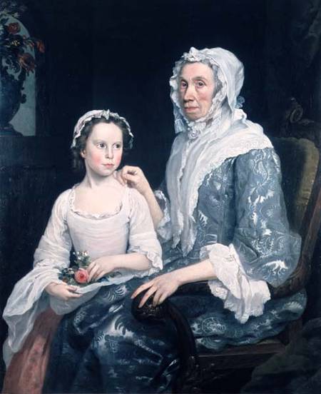 Portrait of an Elderly Lady and a Young Girl od George Beare