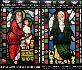 Abraham and Enoch, detail from the Creation Window, 1861 (stained glass) (see 120153)