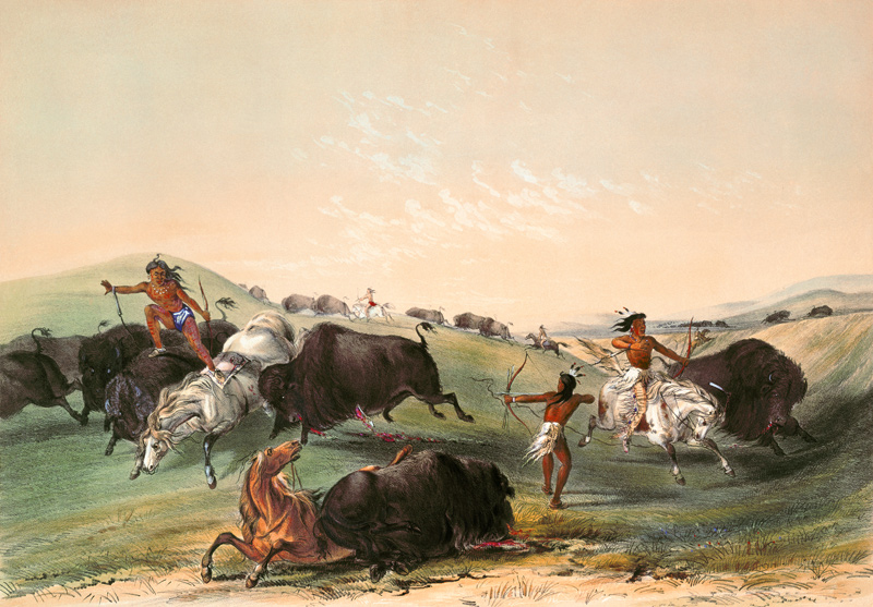 Buffalo Hunt, plate 7 from Catlin's North American Indian Collection, engraved by McGahey, Day and H od George Catlin