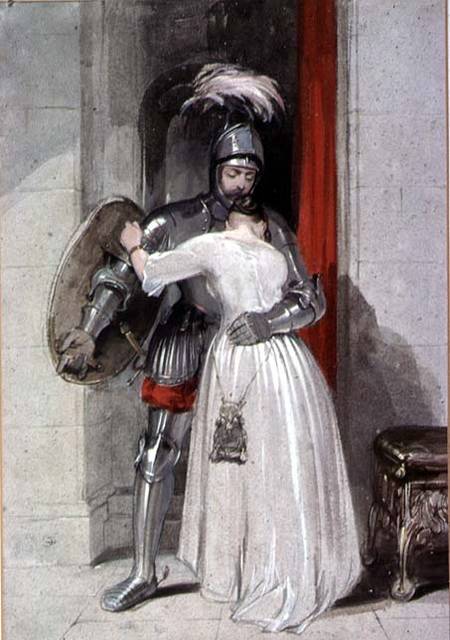 Lady and Knight (watercolour) od George Cattermole