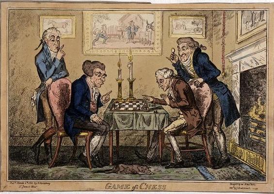 Game of Chess, published by H. Humphrey, London (coloured etching) od George Cruikshank