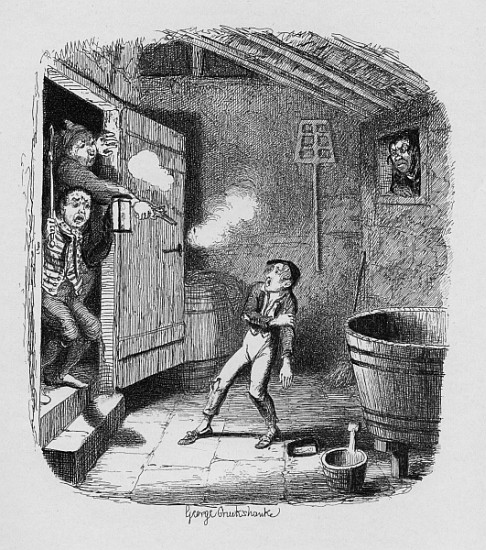 The Burglary, from ''The Adventures of Oliver Twist'' Charles Dickens (1812-70) 1838, published by C od George Cruikshank
