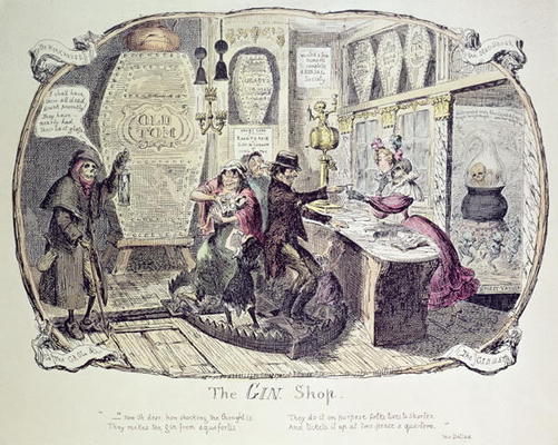The Gin Shop, 1829 (etching) od George Cruikshank