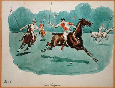 The Month of June: Polo (pen & ink and w/c on paper) od George Derville Rowlandson