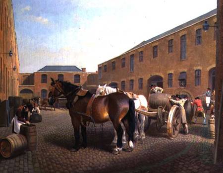 Loading the Drays at Whitbread Brewery, Chiswell Street, London od George Garrard