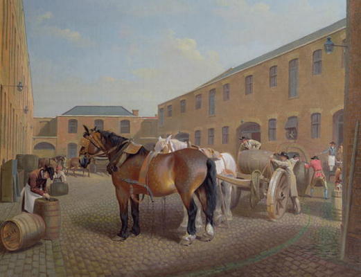 Loading the Drays at Whitbread Brewery, Chiswell Street, London, 1783 od George Garrard