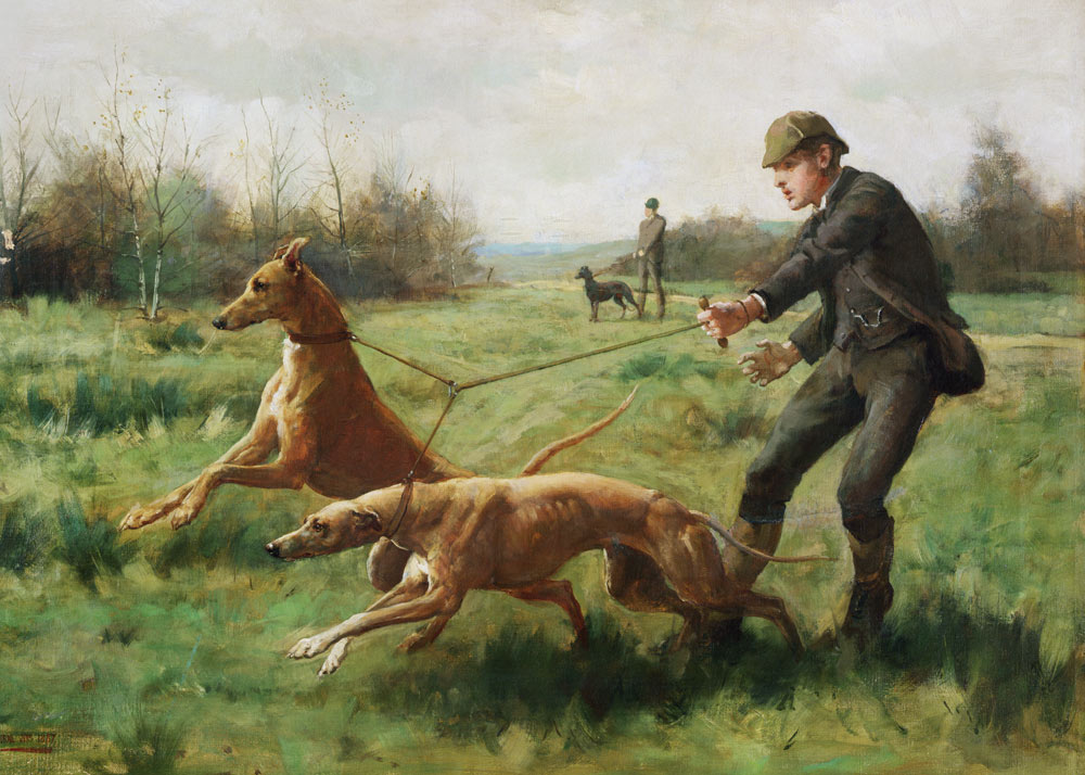 Exercising Greyhounds od George Goodwin Kilburne