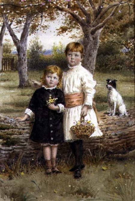 Two Sisters with a Basket of Flowers od George Goodwin Kilburne