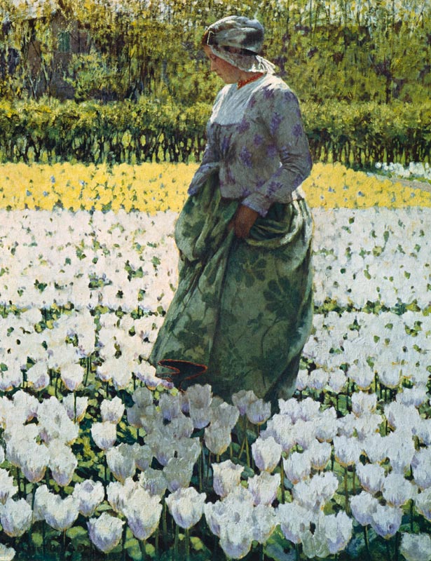 Frau im Tulpenbeet od George Hitchcock