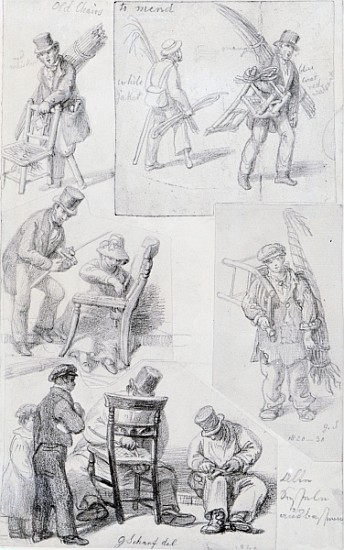Chair menders on the streets of London, 1820-30 od George the Elder Scharf