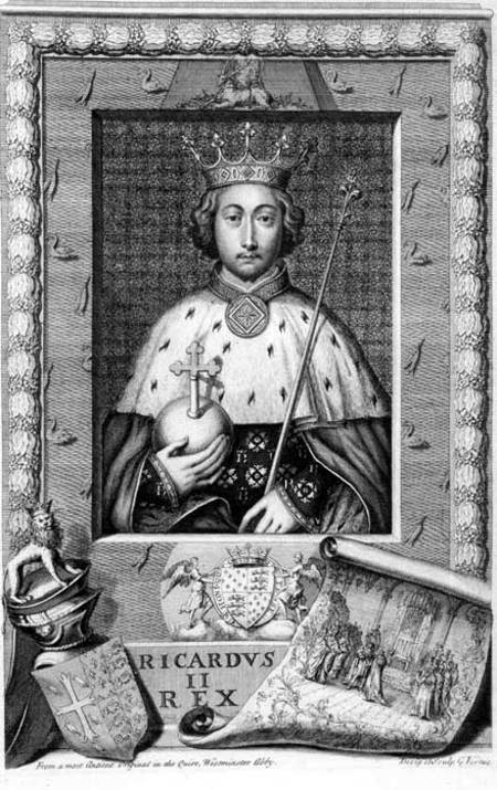 Richard II (1367-1400) King of England 1377-99, after a painting in Westminster Abbey, engraved by t od George Vertue