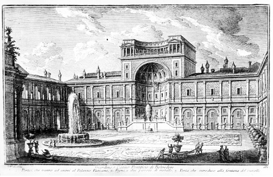 The Belvedere Court in the Vatican Rome od George Vertue