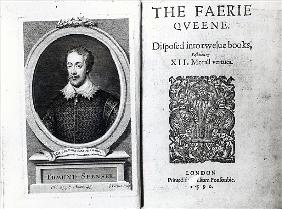 Portrait of Edmund Spenser and the frontispiece to his poem ''The Faerie Queene'' , originally publi