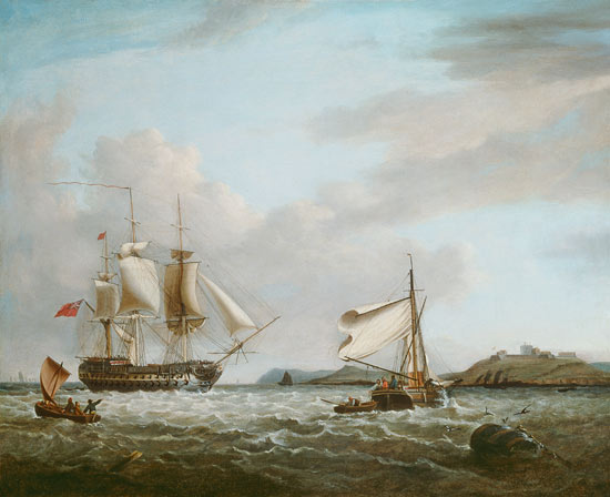 An English Man-of-War off Pendennnis Castle Falmouth 1801 od George Webster