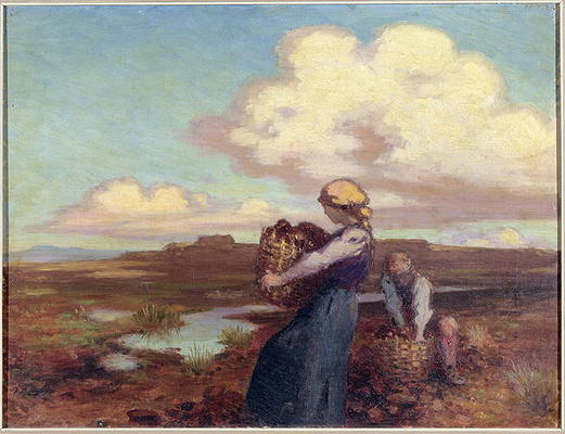The Peat Gatherers (oil on canvas) od George William Russell