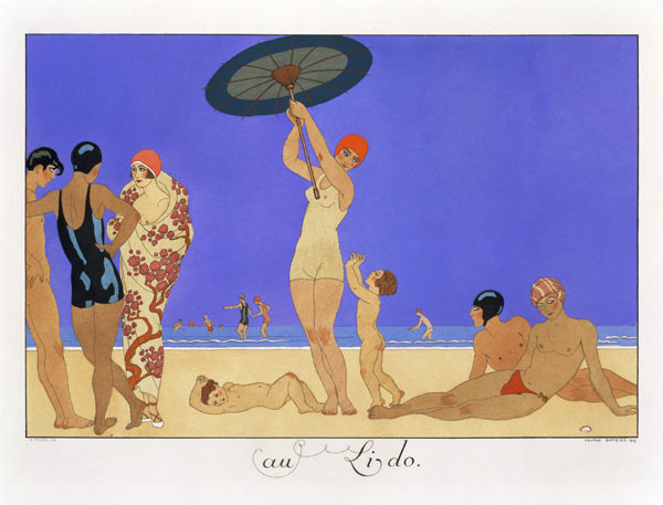 At the Lido, engraved by Henri Reidel, 1920 (litho) od Georges Barbier