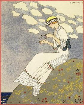 Un Peu..., design for a country dress by Paquin, 1913 (colour litho)