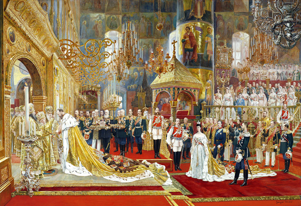 Coronation of Empreror Alexander III and Empress Maria Fyodorovna od Georges Becker