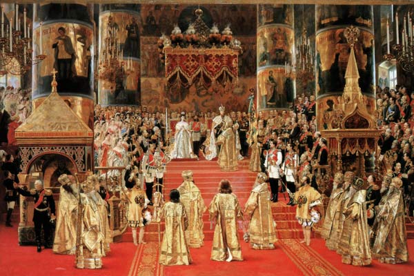 Coronation of Empreror Alexander III and Empress Maria Fyodorovna od Georges Becker