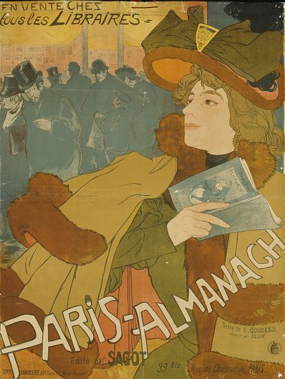 French poster advertising the Paris Almanac, printed by Bourgerie, Paris od Georges de Feure