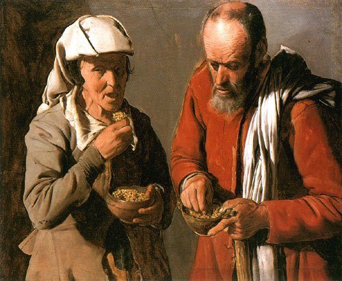 Old smallholder couple eating od Georges de La Tour