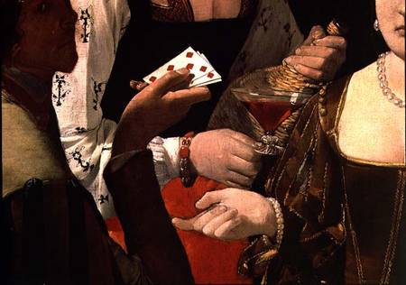 The Cheat with the Ace of Diamonds, detail of the players od Georges de La Tour