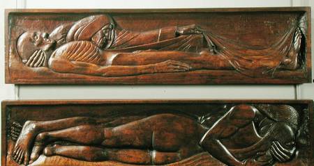 Death, wooden bed panel od Georges Lacombe