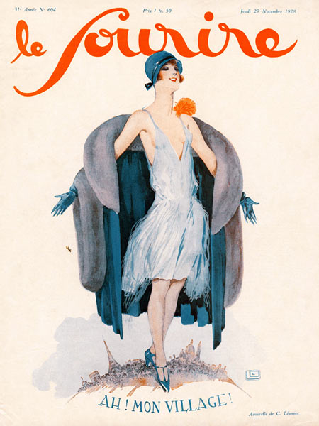 Front Cover of ''Le Sourire'', November 1928 (colour litho)  od Georges Leonnec
