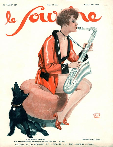 Front cover of ''Le Sourire'', 1929 (colour litho)  od Georges Leonnec
