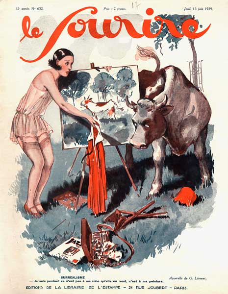 Front cover of ''Le Sourire'', 1929 (colour litho)  od Georges Leonnec