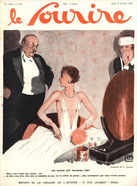 Front cover of ''Le Sourire'', October 1929 (colour litho)  od Georges Leonnec