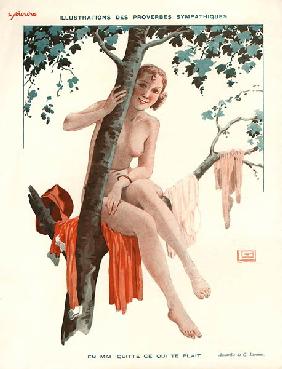En mai quitte ce qui te plait, illustration from ''Le Sourire'', 1920s (colour litho) 