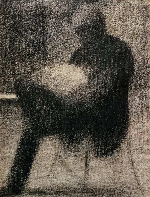 Seurat / Man reading / Chalk drawing od Georges Seurat