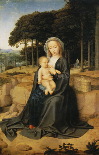 Maria with the child at the quiet on the flight to Egypt od Gerard David