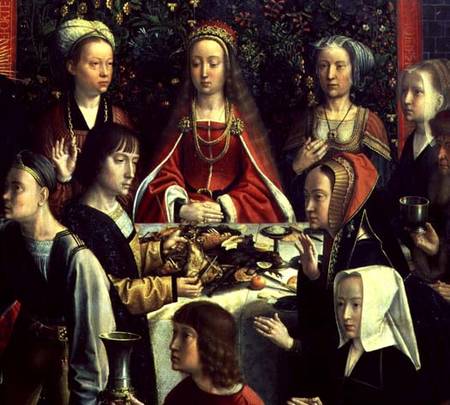 The Marriage at Cana, detail of the bride and surrounding guests od Gerard David