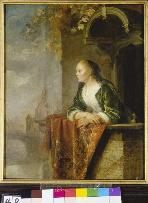 Young woman on a balcony od Gerard Dou