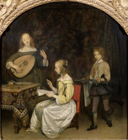 The Concert: Singer and Theorbo Player od Gerard ter Borch or Terborch