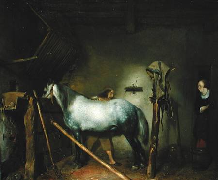 Horse in a Stable od Gerard ter Borch or Terborch