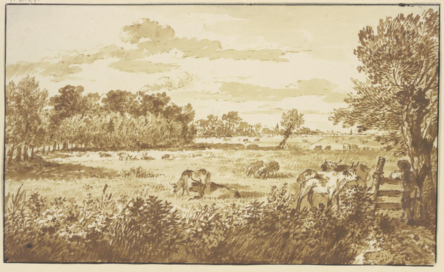 Waldwiese mit Vieh, rechts am Zaun der Hirte od Gerard van Nijmegen
