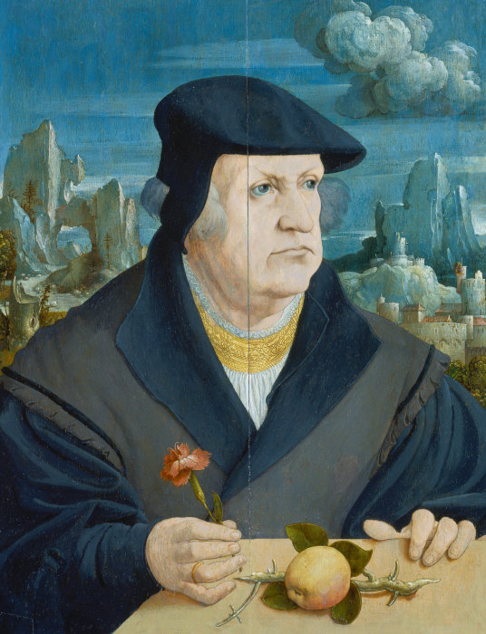 Portrait of a Man in a Landscape holding a Carnation od Gerlach Flicke