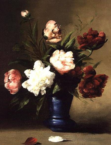 Peonies in a Blue Vase od Germain Ribot