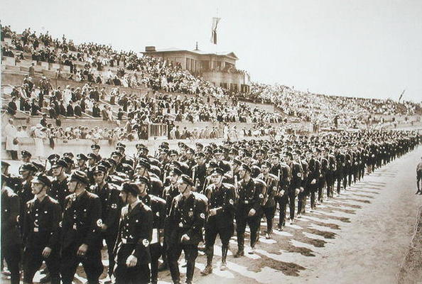 Parade of newly formed SS in the Deutsches Stade, Nuremberg, 11th-13th August, 1933, from 'Deutsche od German Photographer, (20th century)