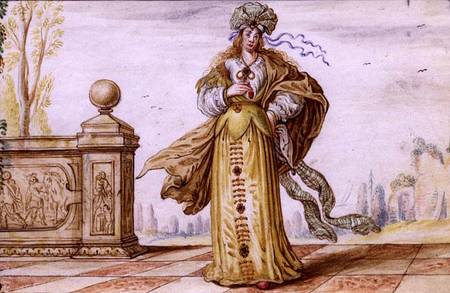 A Bejewelled Allegorical Woman on a Terrace od German School