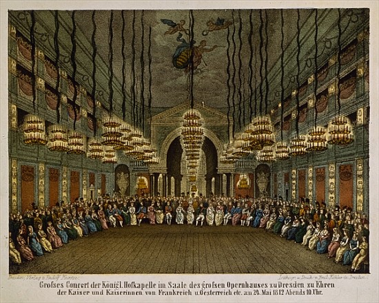 Concert of the royal band in the auditorium of the Dresden Opera House in honour of the imperial cou od German School