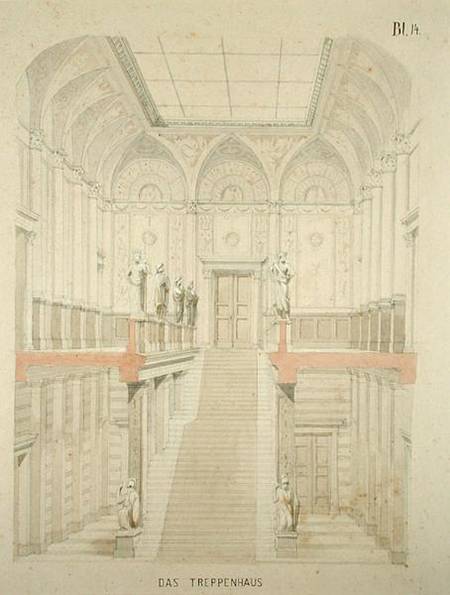 Design for a gallery at the Kunsthalle (pencil & w/c on paper) od German School