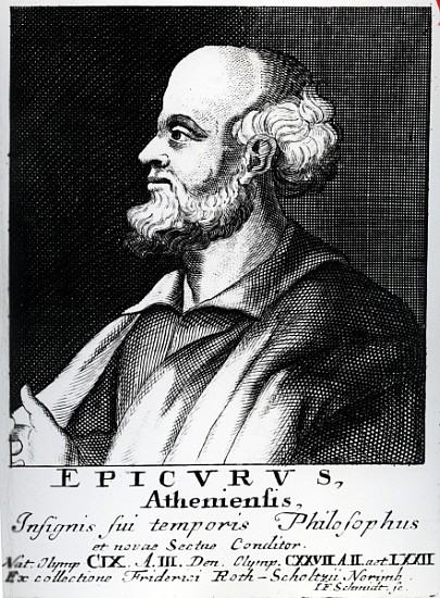 Epicurus; engraved by Johann Fredrich Schmidt od German School