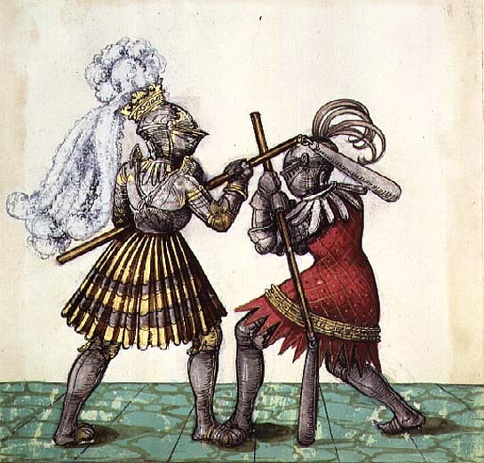 Fol.83 Emperor Maximilian I of Germany (1459-1519) engaged in man-to-man combat, from the ''Freydal  od German School