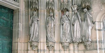 The Five Foolish Virgins, jamb figures from the Paradise Portal, figures carved c.1250 od German School