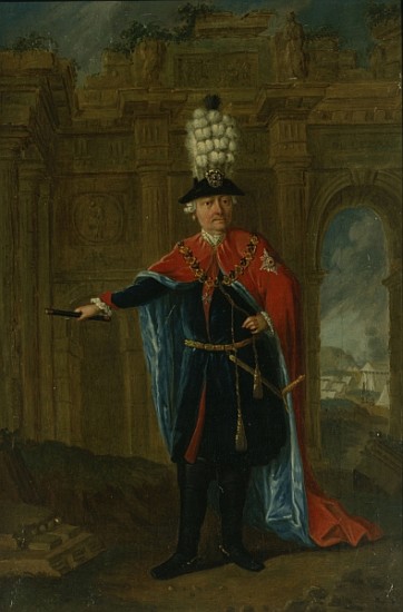 Frederick the Great dressed in the costume of the Order of the Black Eagle od German School